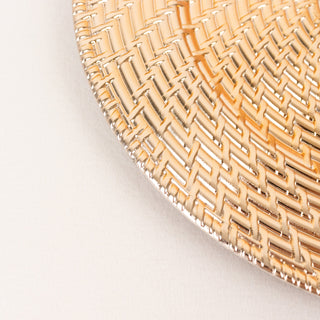 Unleash Your Creativity with Versatile Metallic Gold Swirl Rattan Charger Plates