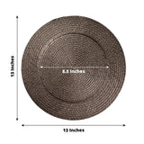 12-Pack Acrylic Round Charger Plates 13inch in Natural Brown with Rattan-Like Design