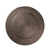 12-Pack Acrylic Round Charger Plates 13inch in Natural Brown with Rattan-Like Design