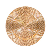 Gold woven decorative plate with a spiral pattern #whtbkgd