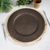 6 Pack | 13inch Natural Brown Rattan-Like Disposable Round Charger Plates