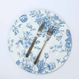 6 Pack White Blue French Toile Acrylic Charger Plates
