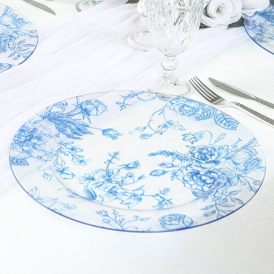 6 Pack Round Floral Acrylic Charger Plates in French Toile Pattern