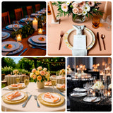 6-Pack Acrylic Round Charger Plates 13" in White with Black Floral French Toile Pattern, Decorative Dinner Party Charger Tableware