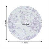 6 Pack Round Floral Acrylic Charger Plates in French Toile Pattern