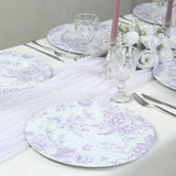 6 Pack Round Floral Acrylic Charger Plates in French Toile Pattern