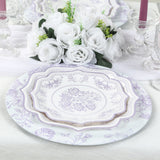 6 Pack Round Floral Acrylic Charger Plates in French Toile Pattern