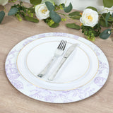 6 Pack Round Floral Acrylic Charger Plates in French Toile Pattern