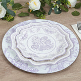 6 Pack Round Floral Acrylic Charger Plates in French Toile Pattern