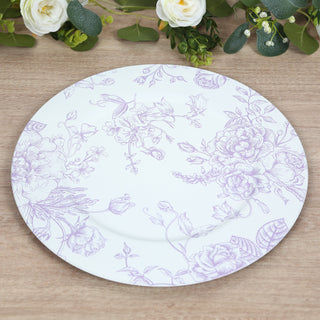 <h3 style="margin-left:0px;"><span style="background-color:transparent;color:#000000;">Elegant White lavender Floral French Toile Acrylic Charger Plates</span>