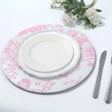 6 Pack White Pink French Toile Acrylic Charger Plates