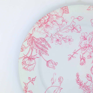 <strong>Timeless Durability - White Pink Floral Acrylic Charger Plates</strong>