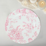 6 Pack White Pink French Toile Acrylic Charger Plates