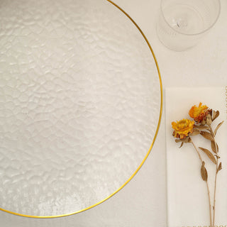 Enhance Your Table Setting with Clear Hammered Design Disposable Charger Plates