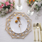 13inch Gold Hollow Flower Acrylic Charger Plates, Floral Cutout Decorative Plastic Serving Plates