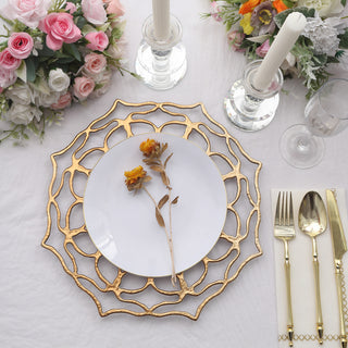 Add a Touch of Opulence with Gold Hollow Flower Acrylic Charger Plates
