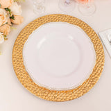 6 Pack Metallic Gold Acrylic Dinner Serving Plates With Hammered Rim, 13inch Round Charger Plates