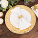 6 Pack Metallic Gold Rock Cut Acrylic Charger Plates, 13inch Round Plastic Decorative Serving Plates