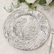 6 Pack Metallic Silver Rock Cut Acrylic Charger Plates 13inch Round Plastic Decorative Serving