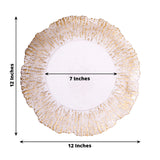6 Pack Clear Disposable Charger Plates With Gold Reef Rim, 12inch Round Plastic Serving Plate