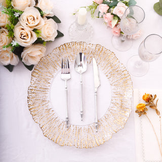 Create an Ambiance of Opulence with Clear Gold Reef Rim Charger Plates