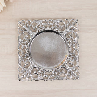 Silver Square Acrylic Charger Plates