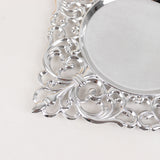 6 Pack Silver Square Acrylic Charger Plates with Hollow Lace Border