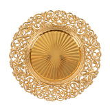 6 Pack Gold Vintage Acrylic Charger Plates With Floral Carved Borders, 13inch Round Dinner#whtbkgd