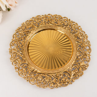 Gold Beautiful Floral Acrylic Charger Plates