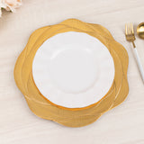 6 Pack Metallic Gold Acrylic Charger Plates With Ribbed Rose Pattern