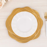 6 Pack Metallic Gold Acrylic Charger Plates With Ribbed Rose Pattern