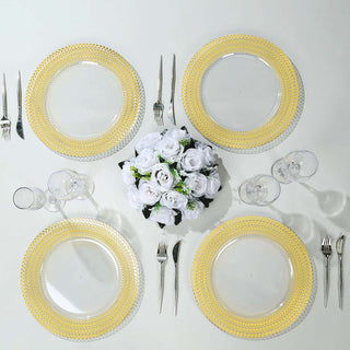 <span style="background-color:transparent;color:#000000;">Stunning Clear Acrylic Charger Plates with Wheat Pattern</span>