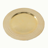 6 Pack Gold Acrylic Charger Plates With Wheat Pattern Rim#whtbkgd