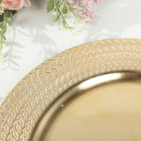 6 Pack Gold Acrylic Charger Plates With Wheat Pattern Rim