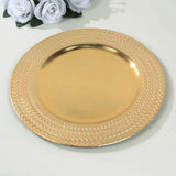 6 Pack Gold Acrylic Charger Plates With Wheat Pattern Rim