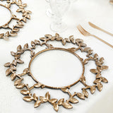 6 Pack Acrylic Plastic 13inch Charger Plates in Gold Leaf Wreath Design