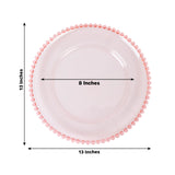 6 Pack 12inch Transparent Blush Beaded Rim Acrylic Charger Plates