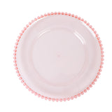 6 Pack 12inch Transparent Blush Beaded Rim Acrylic Charger Plates