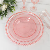 6 Pack 12inch Transparent Blush Beaded Rim Acrylic Charger Plates