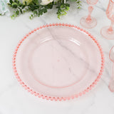 6 Pack 12inch Transparent Blush Beaded Rim Acrylic Charger Plates