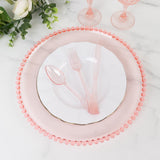 6 Pack 12inch Transparent Blush Beaded Rim Acrylic Charger Plates