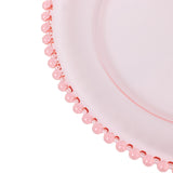 6 Pack 12inch Transparent Blush Beaded Rim Acrylic Charger Plates#whtbkgd