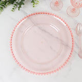 6 Pack 12inch Transparent Blush Beaded Rim Acrylic Charger Plates