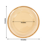 6 Pack 13inch Amber Gold Acrylic Plastic Beaded Rim Charger Plates