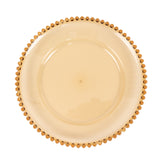 6 Pack 13inch Amber Gold Acrylic Plastic Beaded Rim Charger Plates