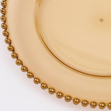 6 Pack 13inch Amber Gold Acrylic Plastic Beaded Rim Charger Plates#whtbkgd_99