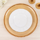 6 Pack 13inch Amber Gold Acrylic Plastic Beaded Rim Charger Plates