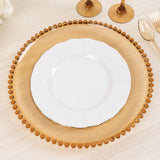 6 Pack 13inch Amber Gold Acrylic Plastic Beaded Rim Charger Plates