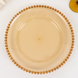 6 Pack 13inch Amber Gold Acrylic Plastic Beaded Rim Charger Plates