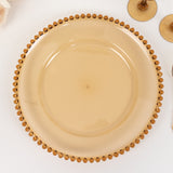 6 Pack 13inch Amber Gold Acrylic Plastic Beaded Rim Charger Plates